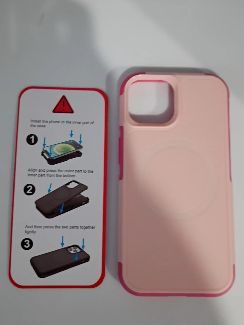 Pink Protective Phone Case with MagSafe Compatibility For iPhone 15